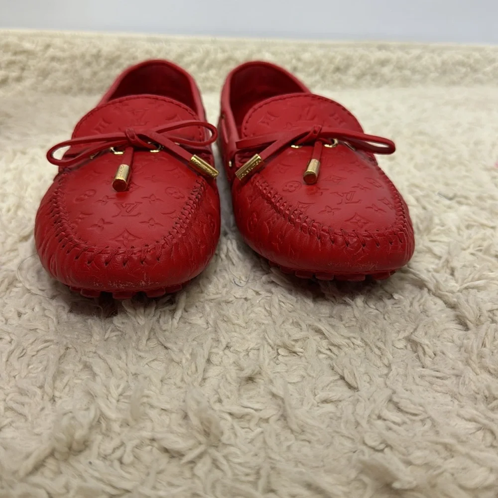 Louis Vuitton Gloria Leather Flats Size 38.5 Red‎ Women’s - Picture 3 of 11
